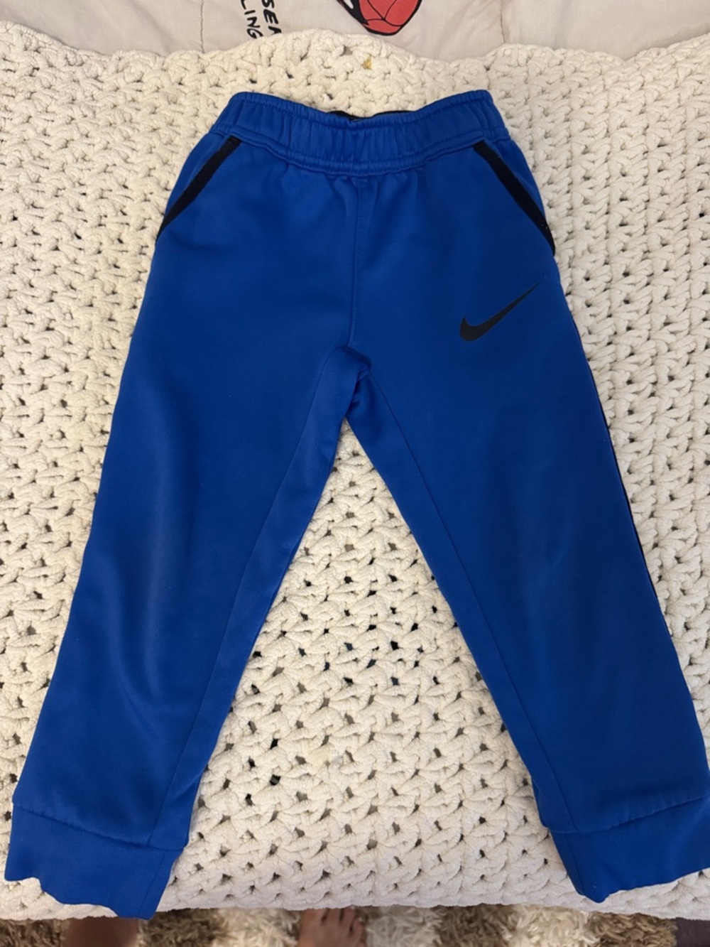 Nike Blue Boys' Athletic Joggers with Black Swoosh